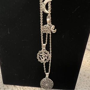 NEW Elephant coin layered silver necklace